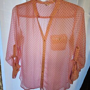 KUT FROM THE KLOTH Women's Sheer Pink w/Diamond Shapes Medium Top